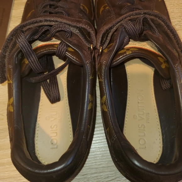 Pre-owned Louis Vuitton Globe Trotter brown suede monogram sneakers 39.5 or US 9 - Picture 7 of 11